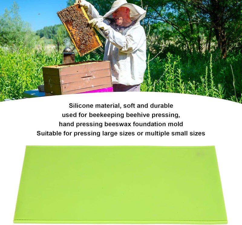 Horoper 2Pcs Silicone Beeswax Press Sheet, Beeswax Embosser Machine Soft Press Sheet Mould Tools, 5.4mm Flexible Silicone Beeswax Flexible Foundation Sheets Press Mold Beehive Wax Basis Press Sheet - Image 2